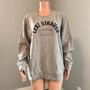 Levis Sweater Adult Grey Graphic Crew Neck Pullover Sweatshirt XL NWT